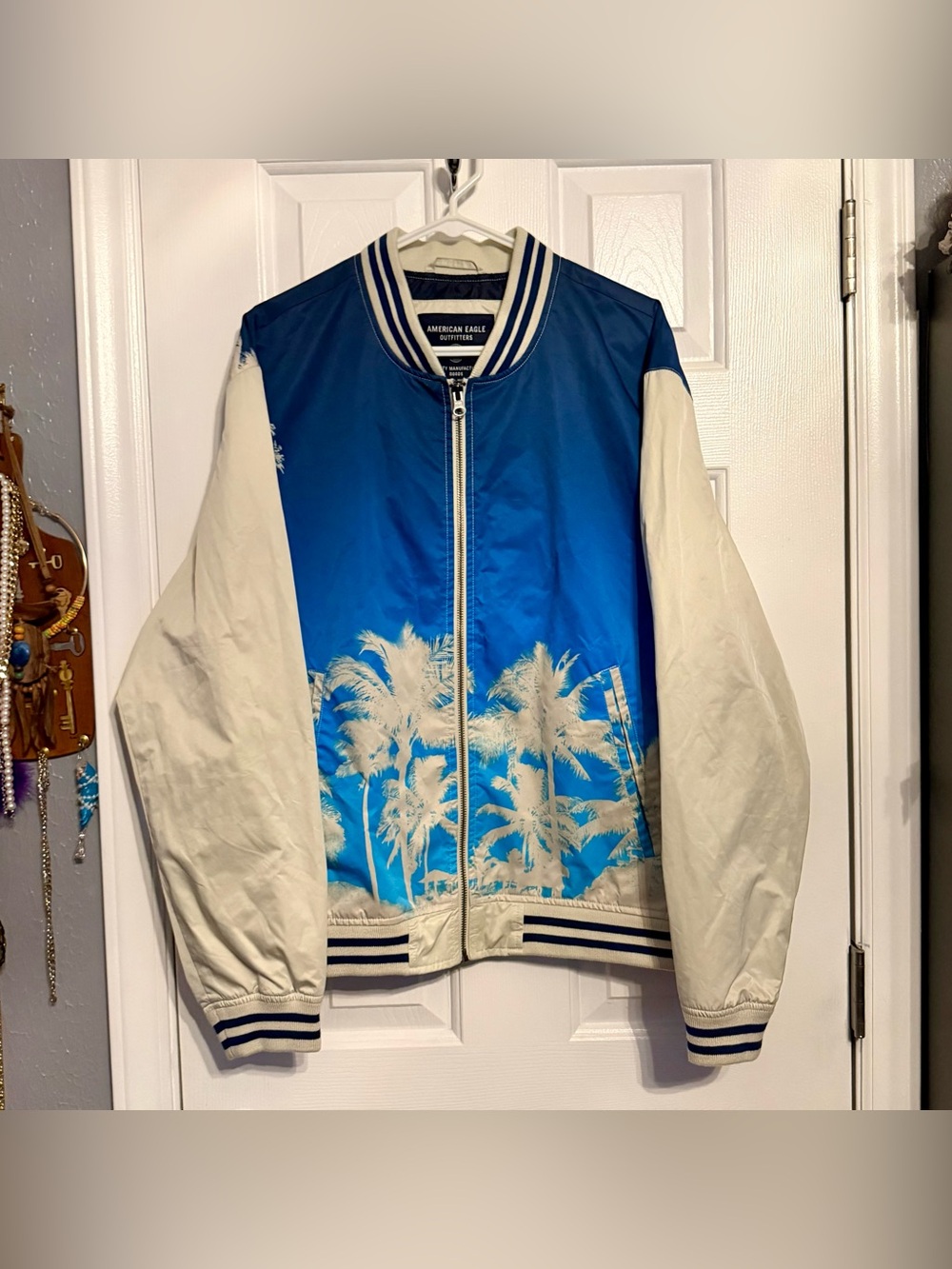 American Eagle Outfitters Palm Tree Bomber Jacket Mens LX
